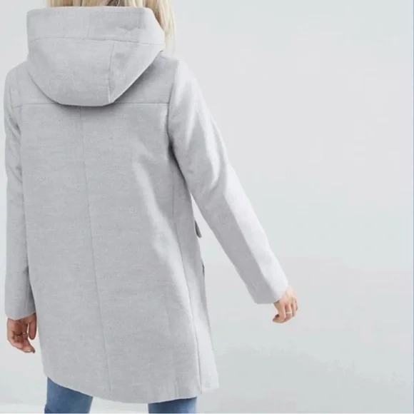 ASOS Petite Gray Slim Hooded Coat with Zip Front | Womens US 4 (Petite) - Picture 3 of 11